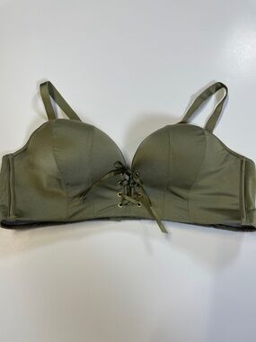FallSweet Olive Green Push Up Lace Up Bra 40C Longline Padded Womens
